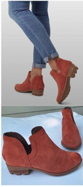 Sorel Shoes - Sorel Women's Lolla Cutout Suede Bootie Burnt Orange Rust Waterproof Size 6.5